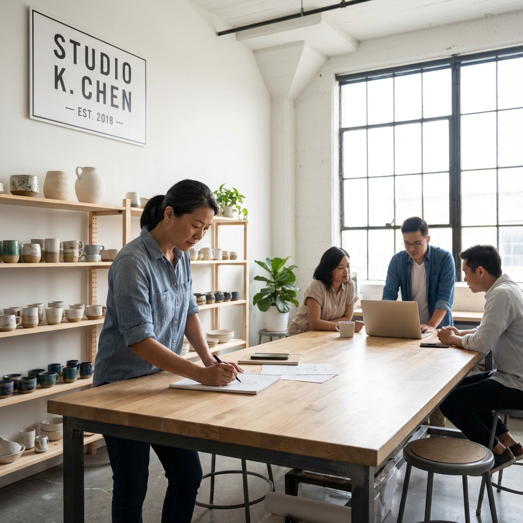 Small business owner working